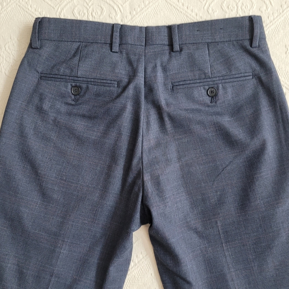 BANANA REPUBLIC FACTORY SLIM FIT SUIT JACKET 38R & DRESS PANTS 29X32 NAVY PLAID - Picture 8 of 16